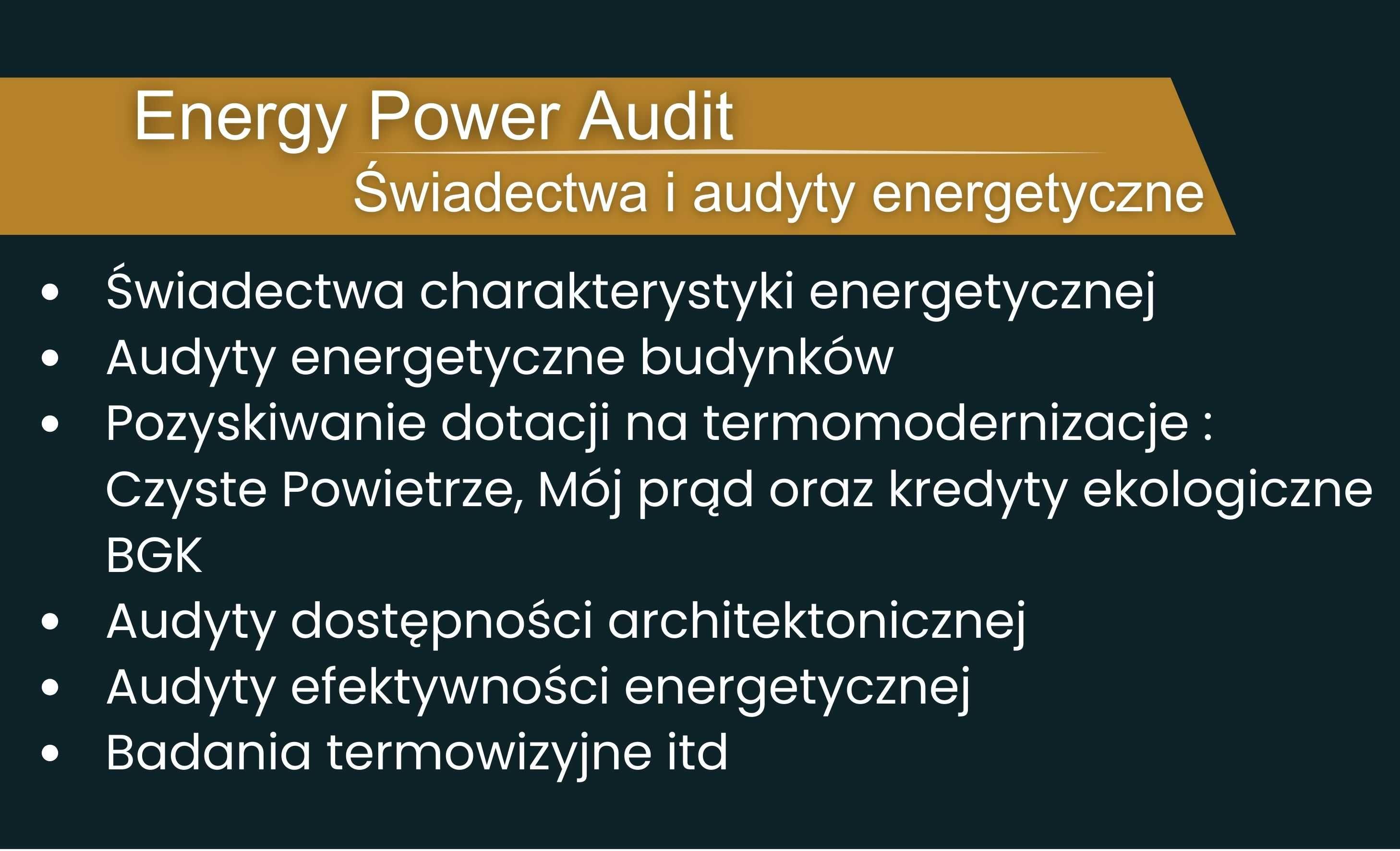 Świadectwa energetyczne Audyty Termowizja Doradztwo Energetyczne