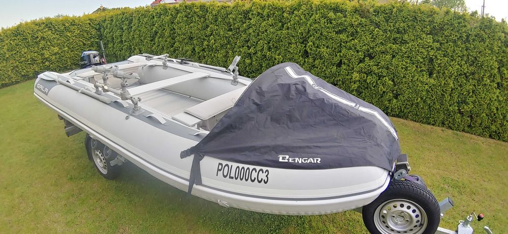 Ponton Gala F420+Silnik Tohatsu 15Hp+przyczepa Brenderup+dodatki
