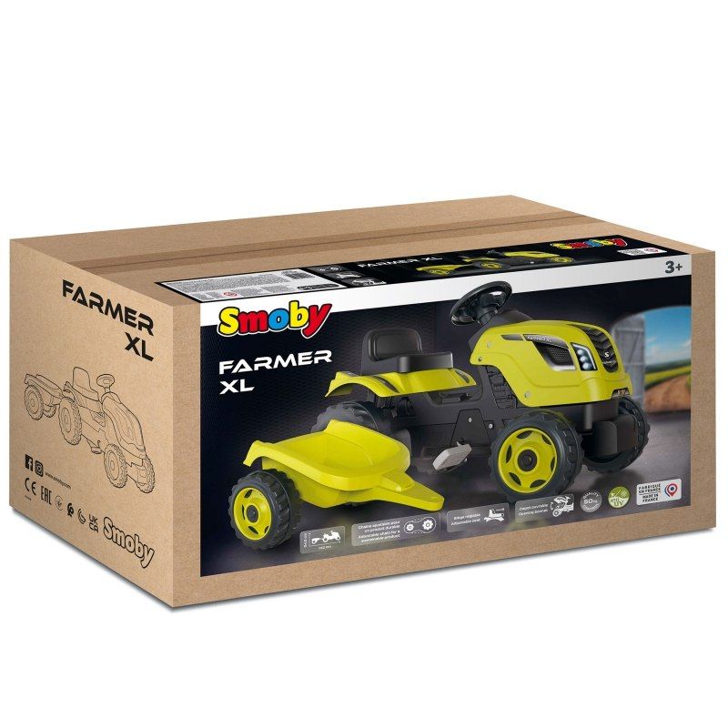 SMOBY Traktor XL Zielony na Pedały z Przyczepką