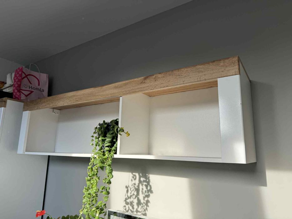 Szafka półka wisząca Holten black red white 156 cm dąb woltan biała