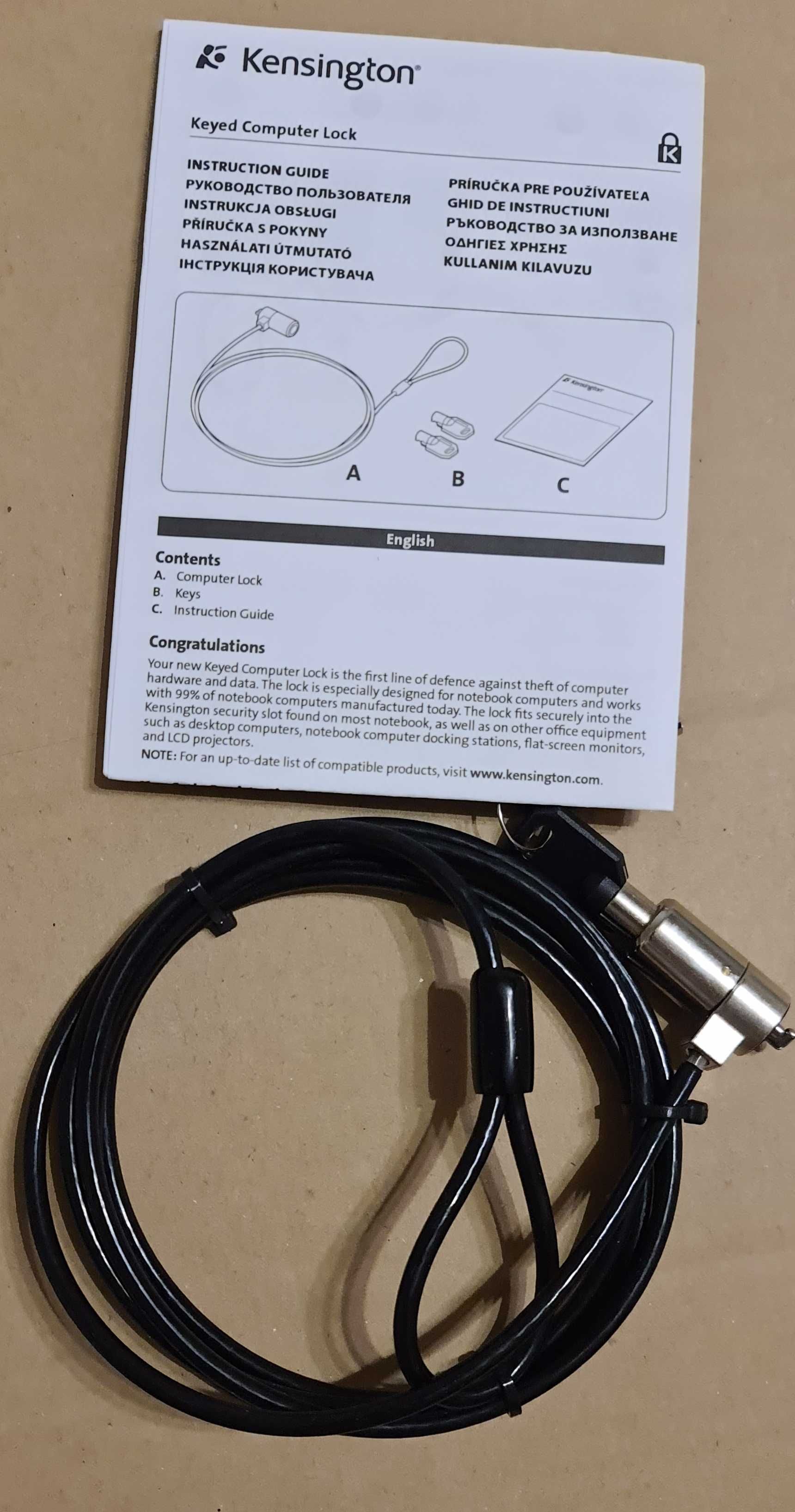Linka zabezpieczająca typu Kensington Computer Lock Nowa