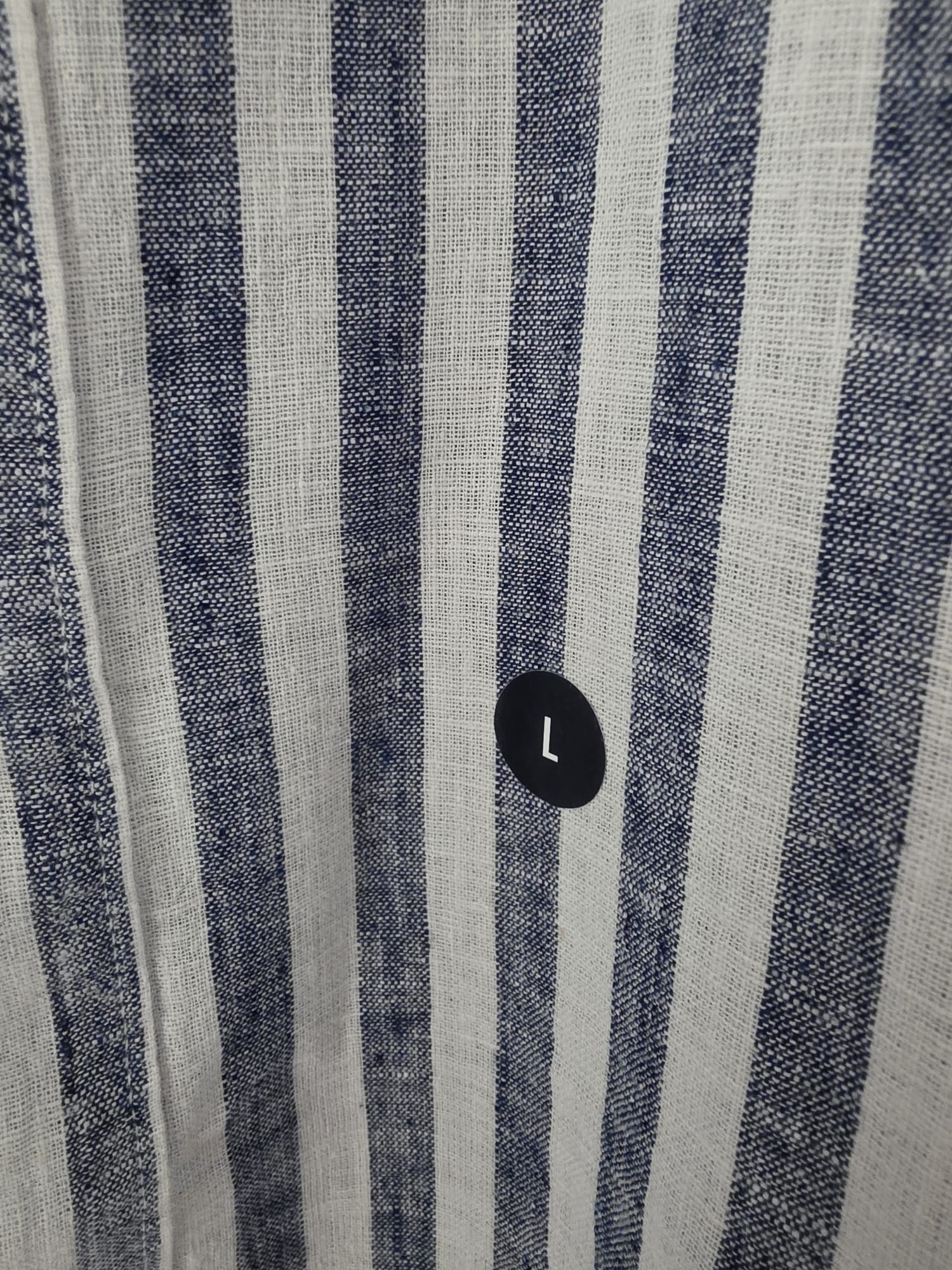Hollister koszula męska L lniana granatowa w białe paski