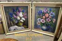 Obrazy para kwiaty bukiet płótno sygnowane bzy drewniana rama 912