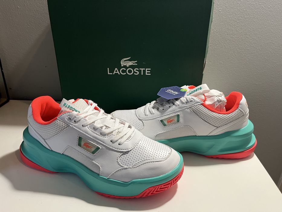 Oryginalne buty meskie sneakersy Lacoste sportowe skorzane biale 44