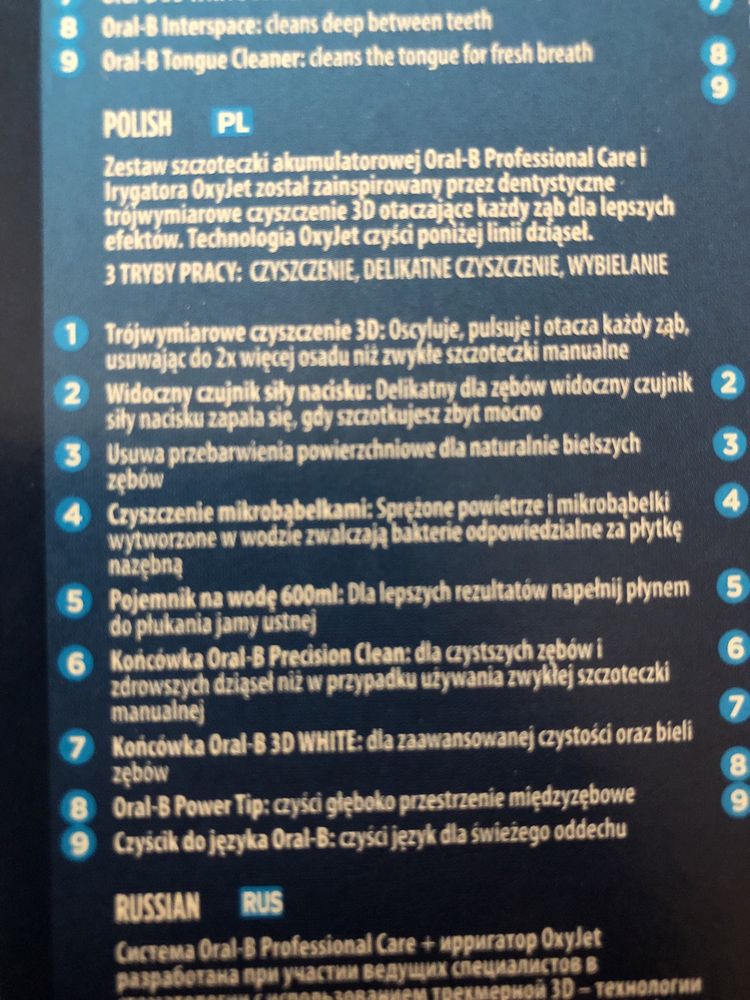 Szczoteczka akumulatorowa  Oral B profesional care zestaw oxyjet+3000