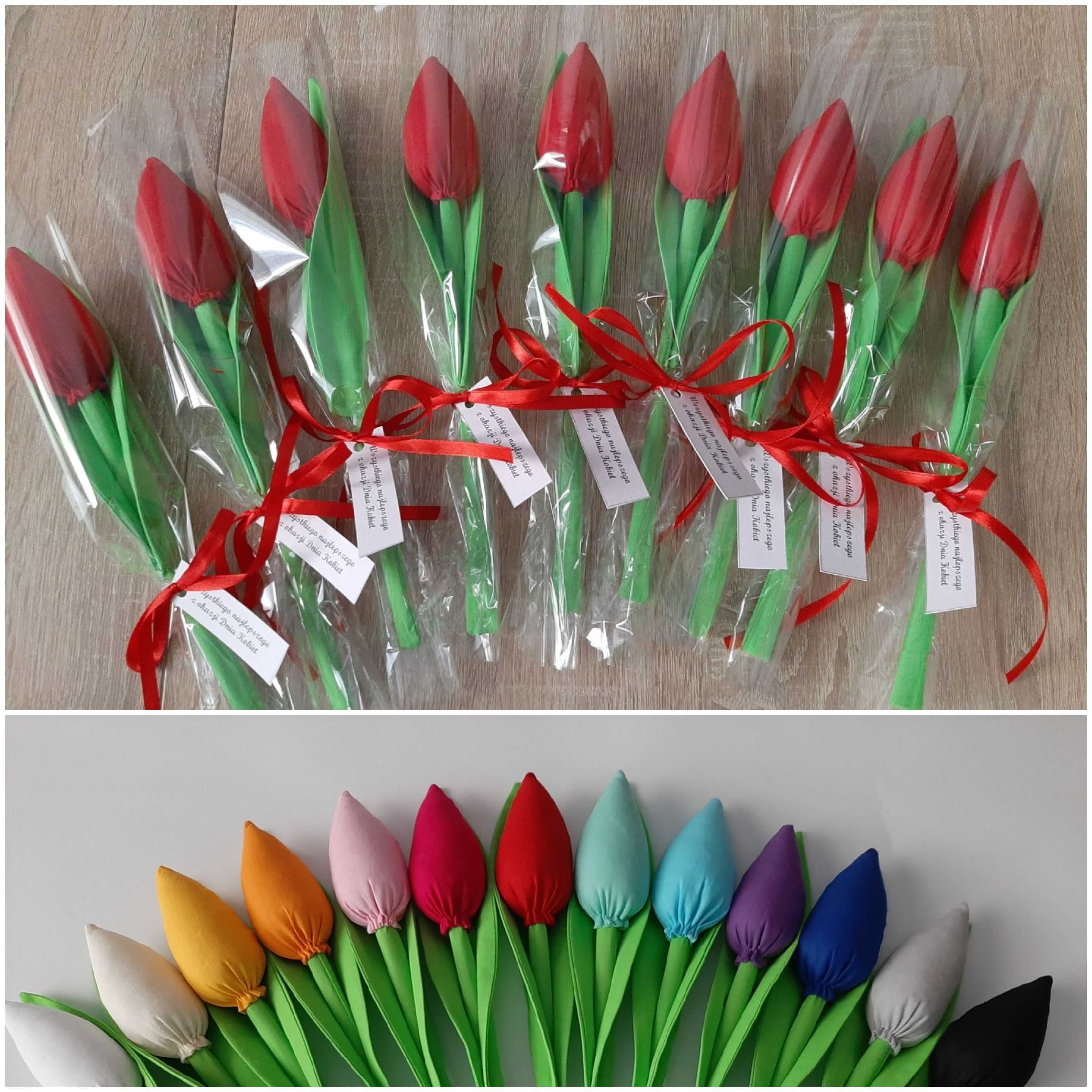 Dzień Matki tulipany ręcznie szyte 13 kolorów + bilecik