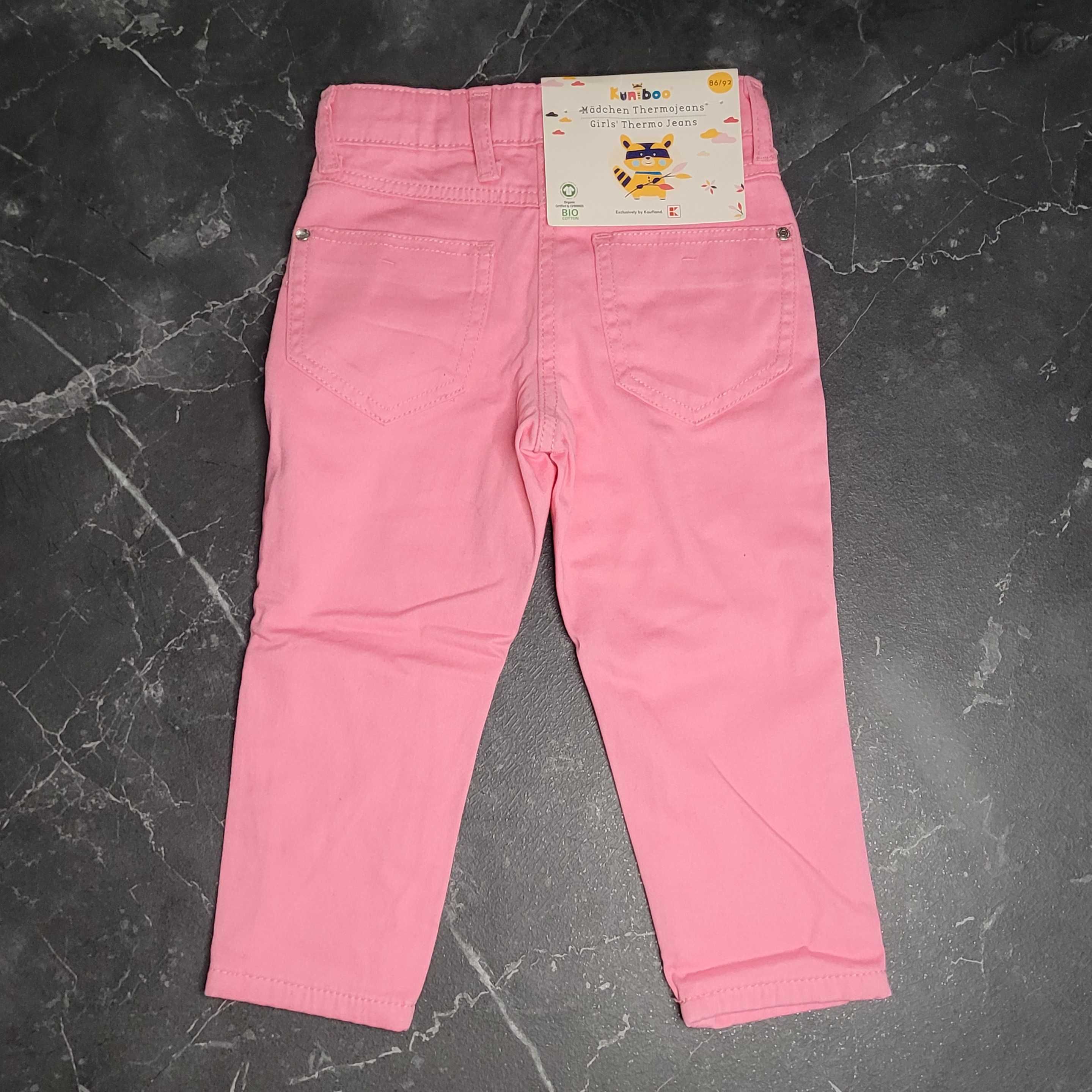 Różowe 'jeansy' dziewczęce ocieplane 86/92