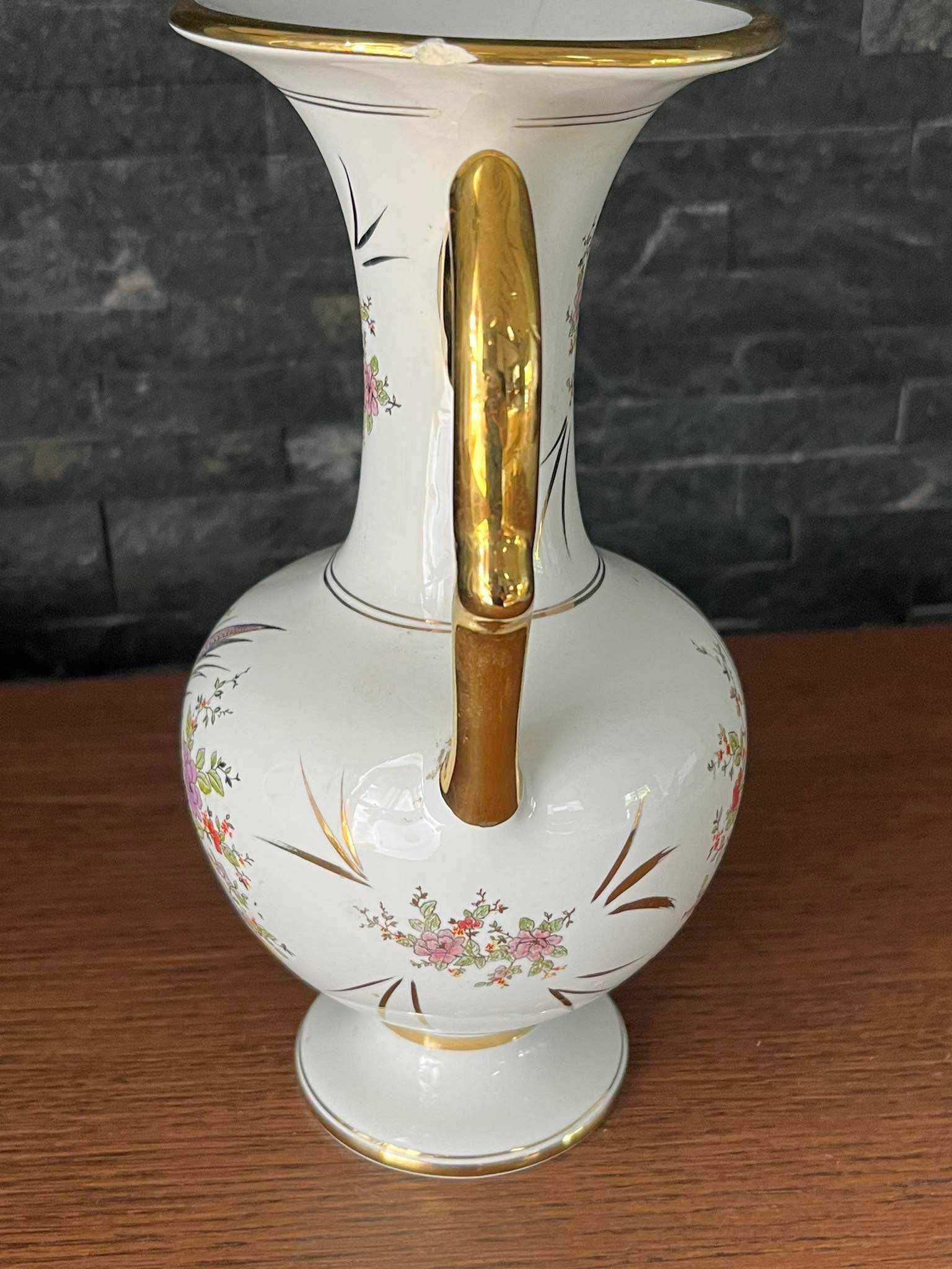 Wazon Waza Paw grecka biała porcelana szkliwiona 24 k gold złoto