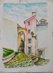 Ilustração aguarela Alfama Lisboa