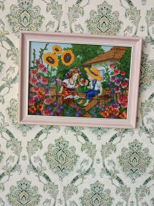 Картина діти у селі вишита бісером вишиваю сама можу вишивати на замов