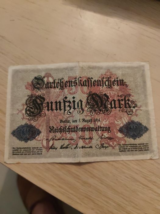 Nota Alemã 50 Marcos 1914 – Darlehnskassenschein – Primeira Guerra Mun