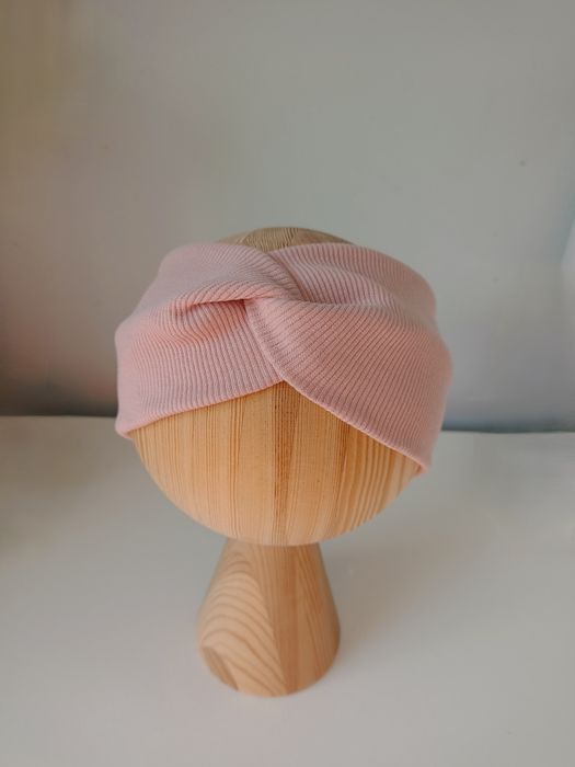 Opaska przeplatana pudrowy brudny róż różowa