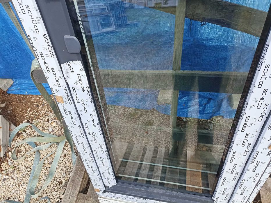 Okno pcv balkonowe 86/250 antracyt trzy szybowe