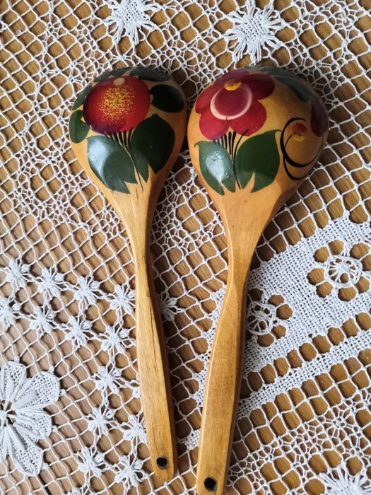 Dwie drewniane łyżki rosyjskie hand made