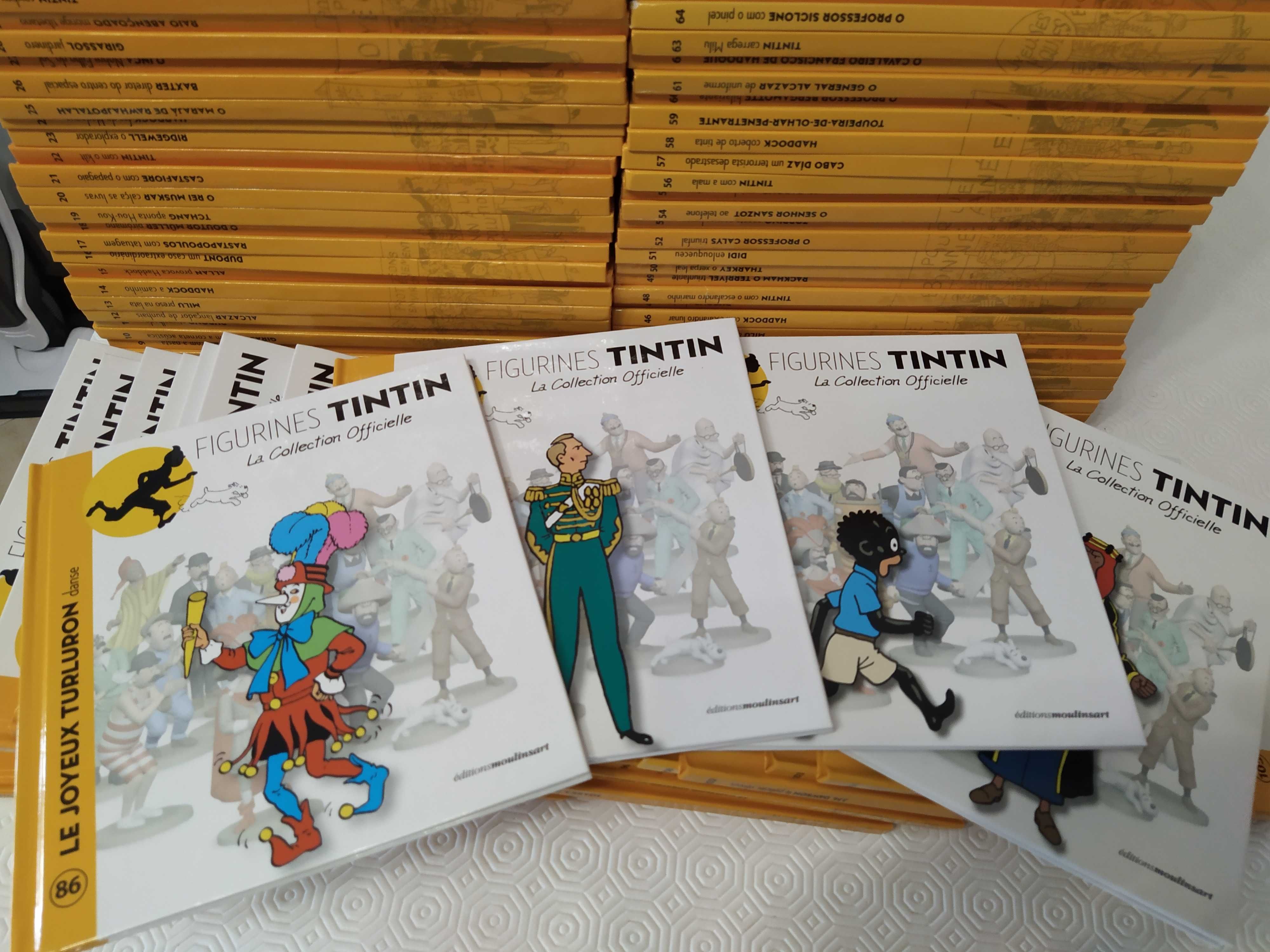 94 livros coleção oficial figuras Tintin - português e francês