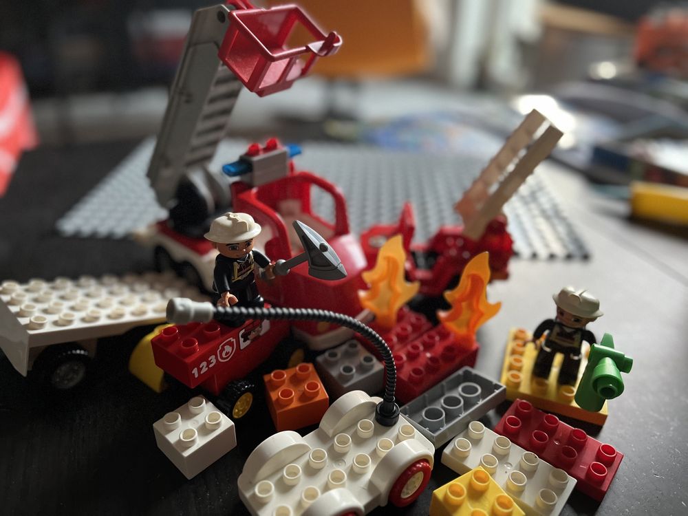 Lego duplo straż pozarna duzy zestaw kogut dzwiekowy swiatlo