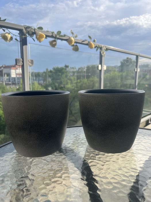Doniczki szare ceramika kolor przypomina beton 13cm
