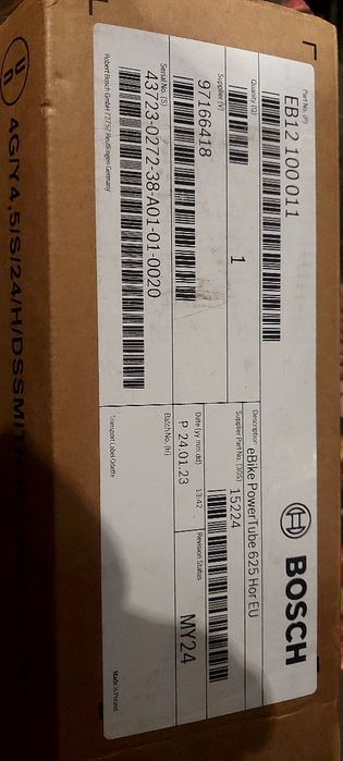 Bateria BOSCH PowerTube 625Wh smart system pozioma + adapter na 750Wh