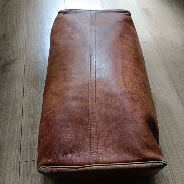 Torba podróżna skórzana vintage jamnik retro walizka