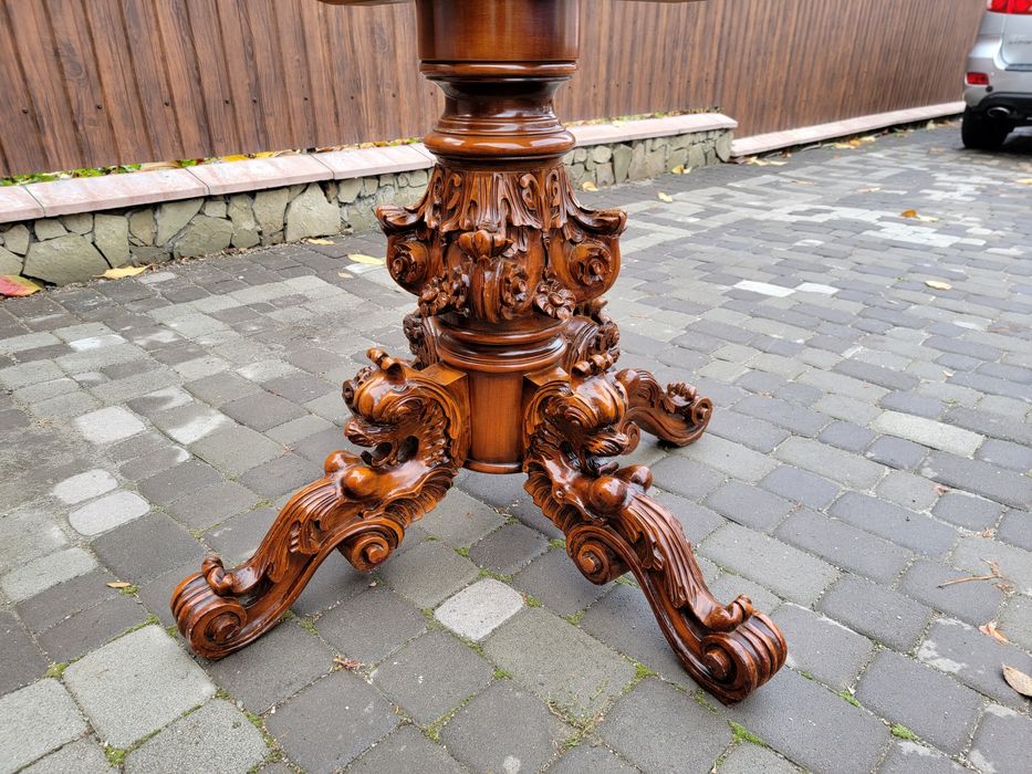 Вінтажний Дубовый обеденный стол резьба Барокко  Бельгия