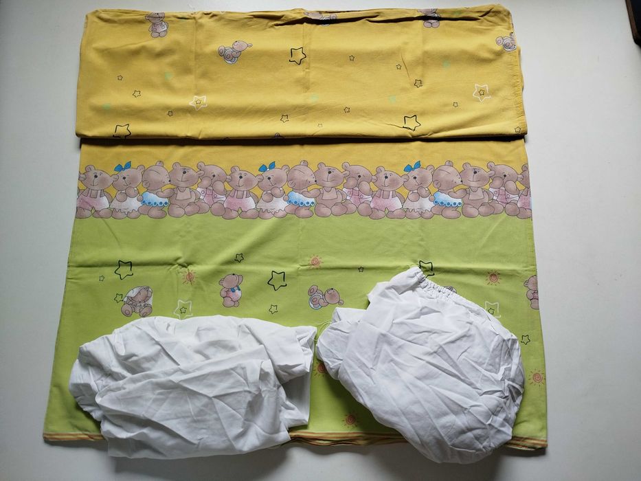 Poszewka na kołdrę niemowlęcą + 2x prześcieradła