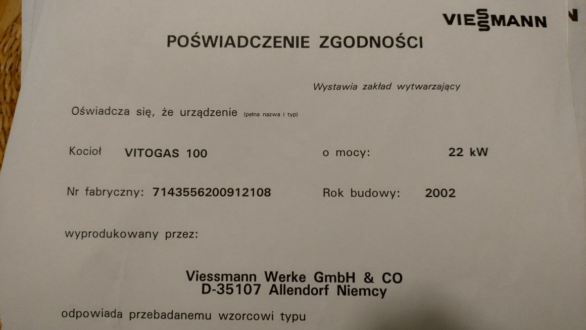 Kocioł piec gazowy dwufunkcyjny Viessmann 100