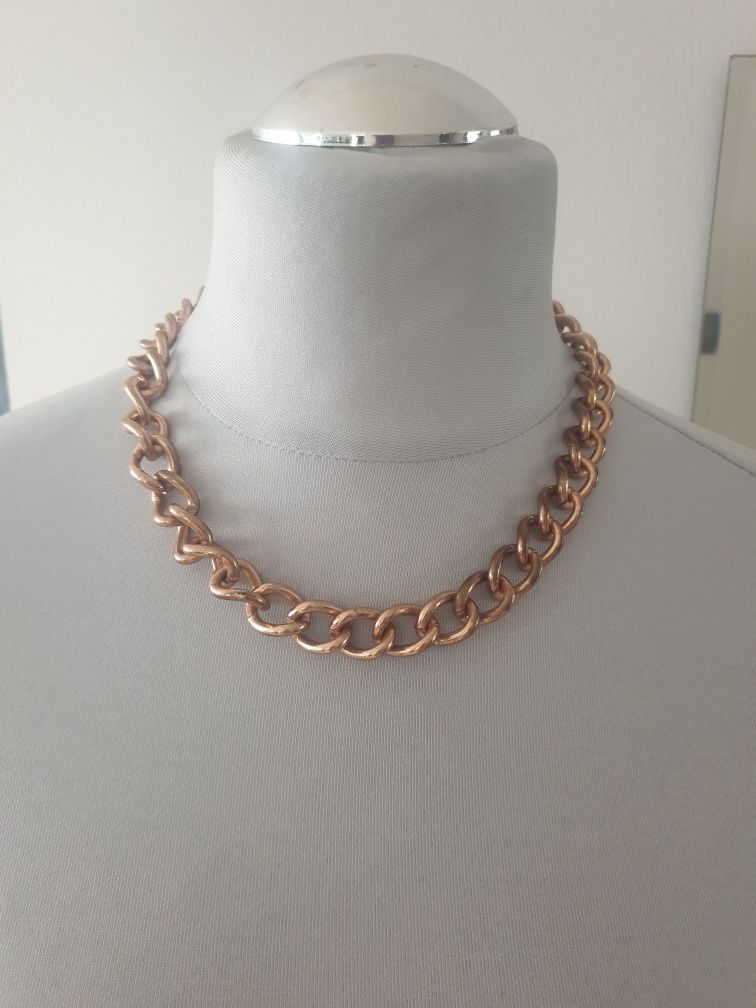 Łańcuch gruby na szyję 50 cm metalowy złoty łańcuszek