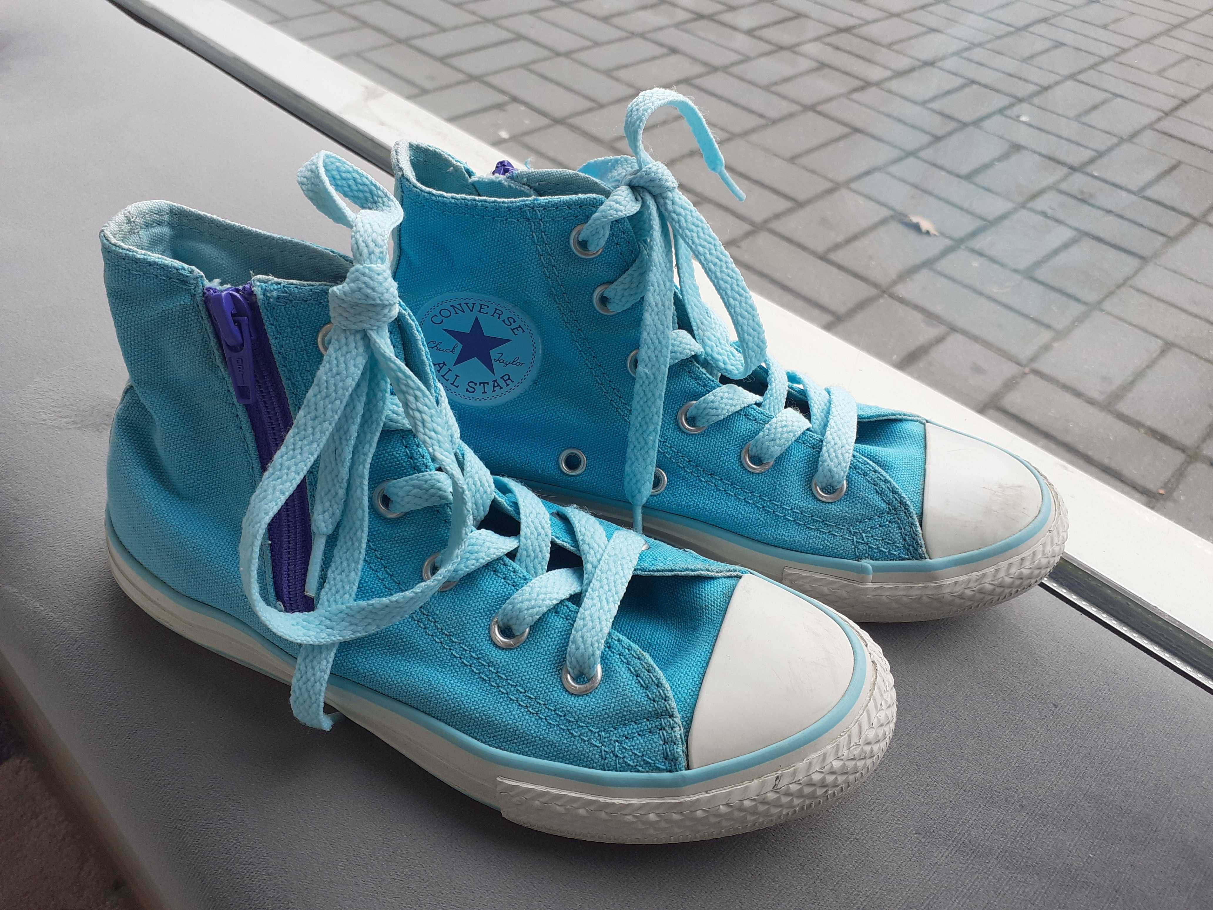 CONVERSE r. 32 turkusowe tenisówki suwak ZA KOSTKĘ dla dziewczynki