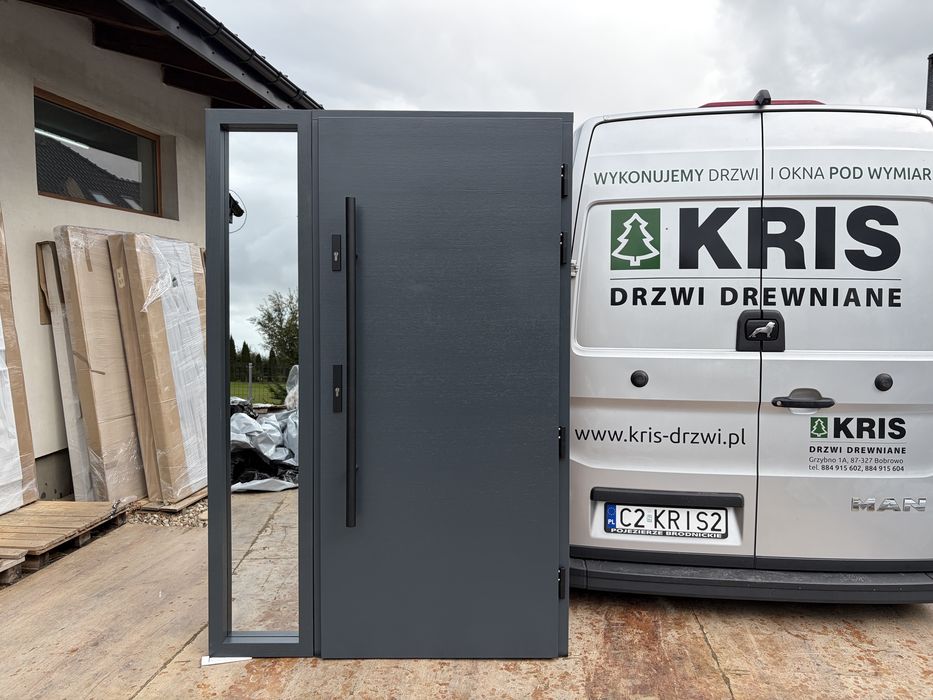 Drzwi zwenętrzne drewniane dwuskrzydłowe Na wymiar Cała Polska i UE