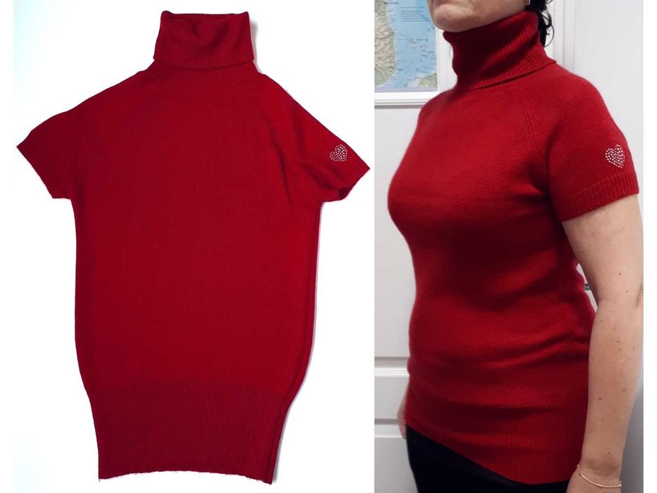 Sweterek golf czerwony S 36 C&A cieplutki aplikacja