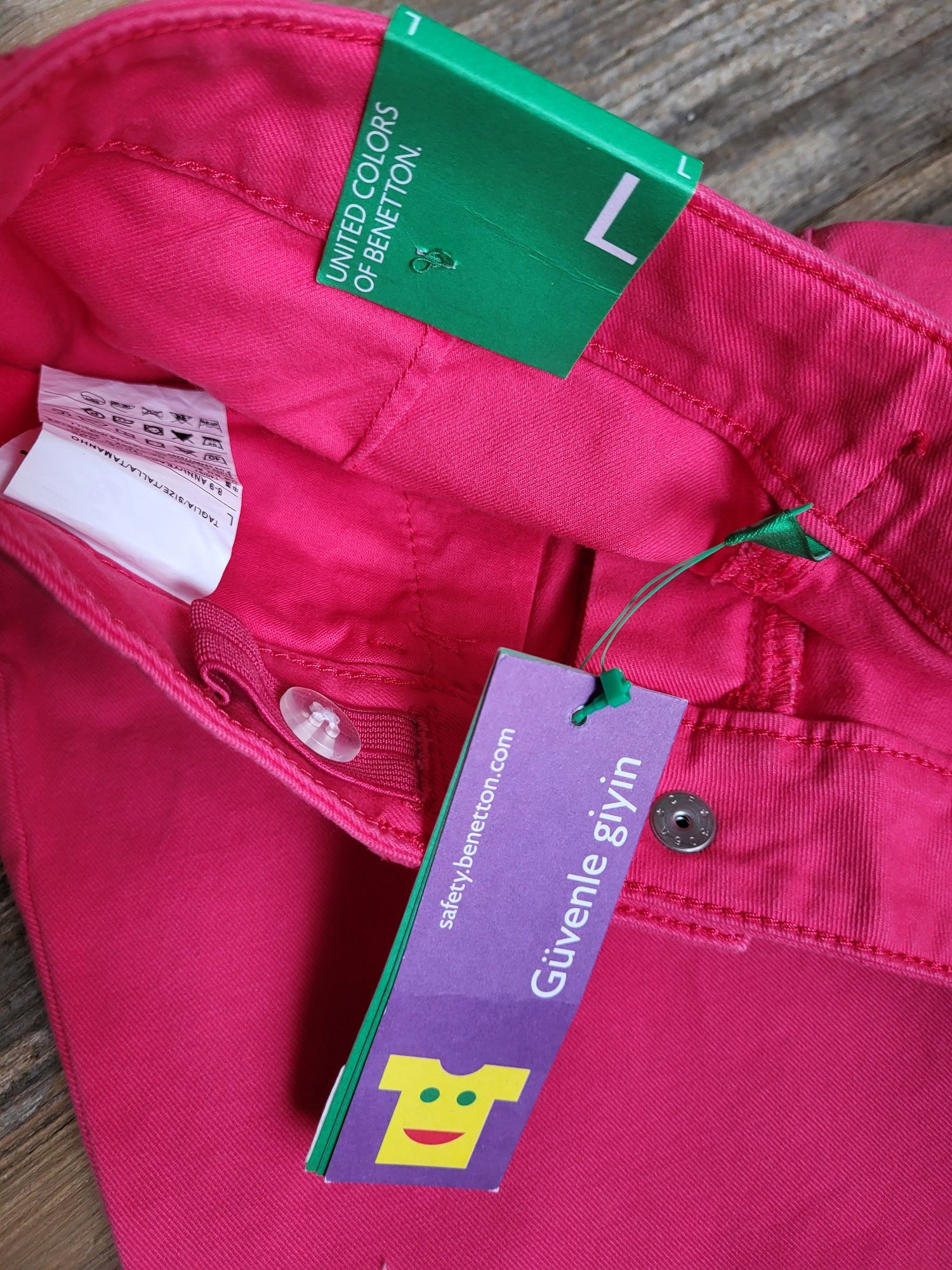 BENETTON Spodnie jeansowe różowe NOWE! Rozm. 140
