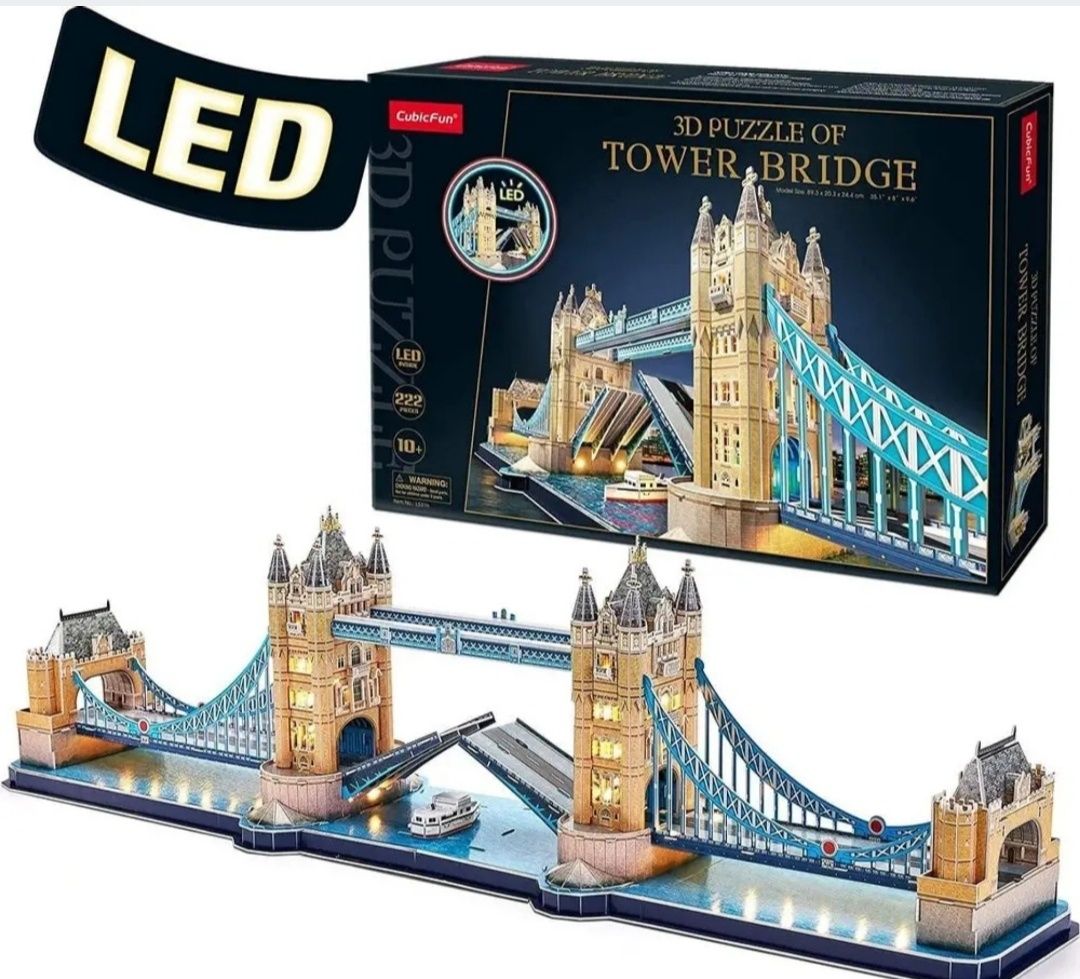 Puzzle 3D Cubic Fun Most zwodzony TOWER BRIDGE LED 222 elementy - L531