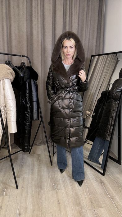 Зимове пальто з еко норкою