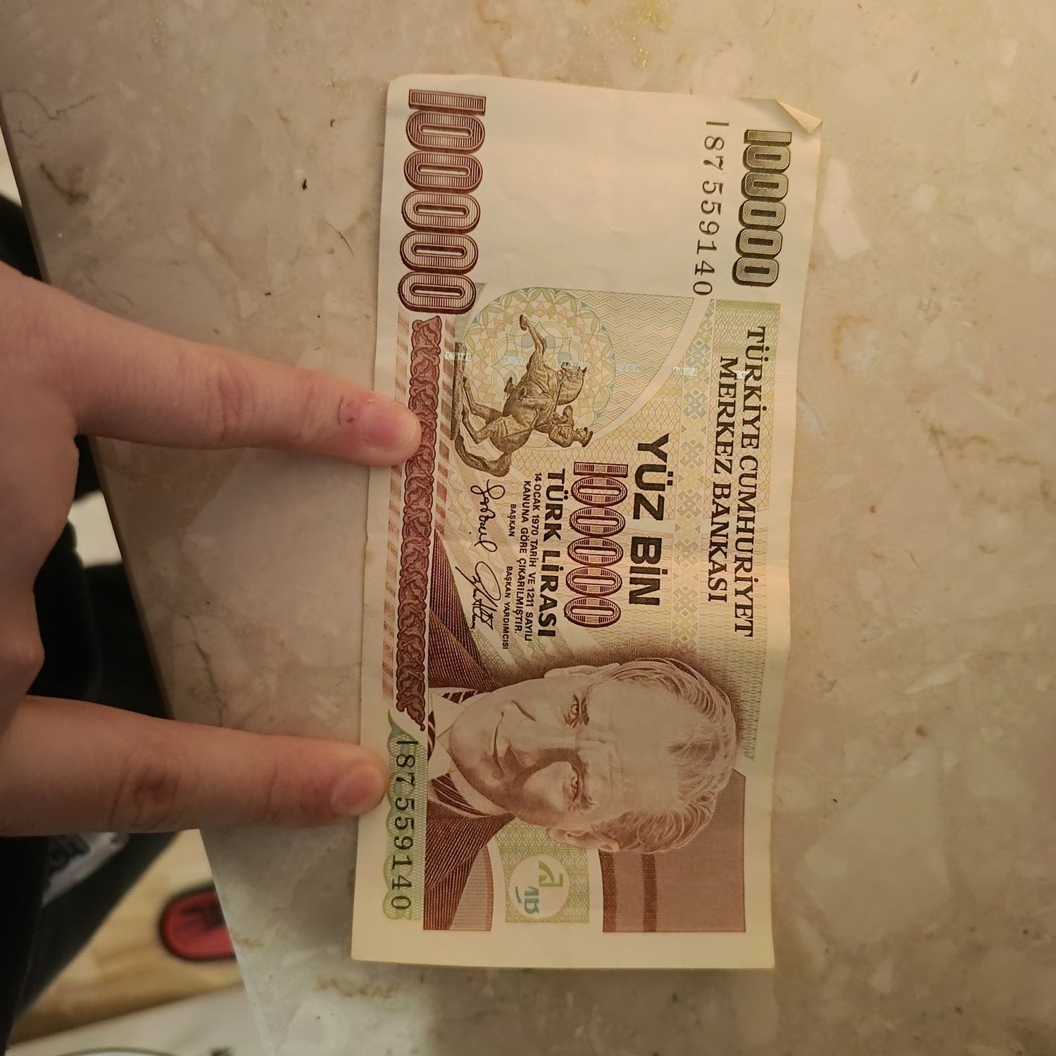 Liry tureckie, trzy banknoty z 1970