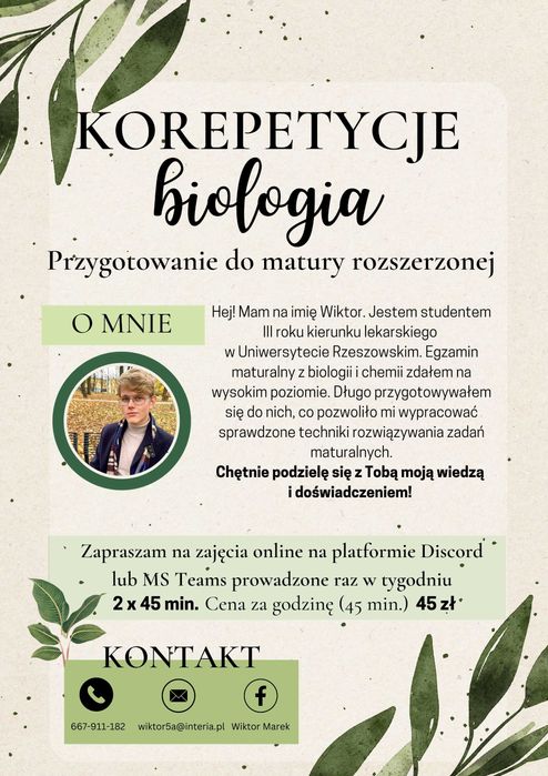 Przygotowanie do matury z biologii | korepetycje online