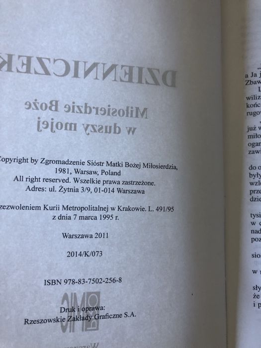 Dzienniczek Milosierdzie Boze w duszy mojej sw Faustyna Kowalska