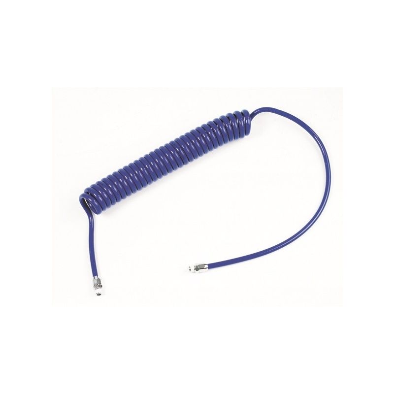Mangueira espiral para ar comprimido • Acessórios de 1/4″ • PUR azul