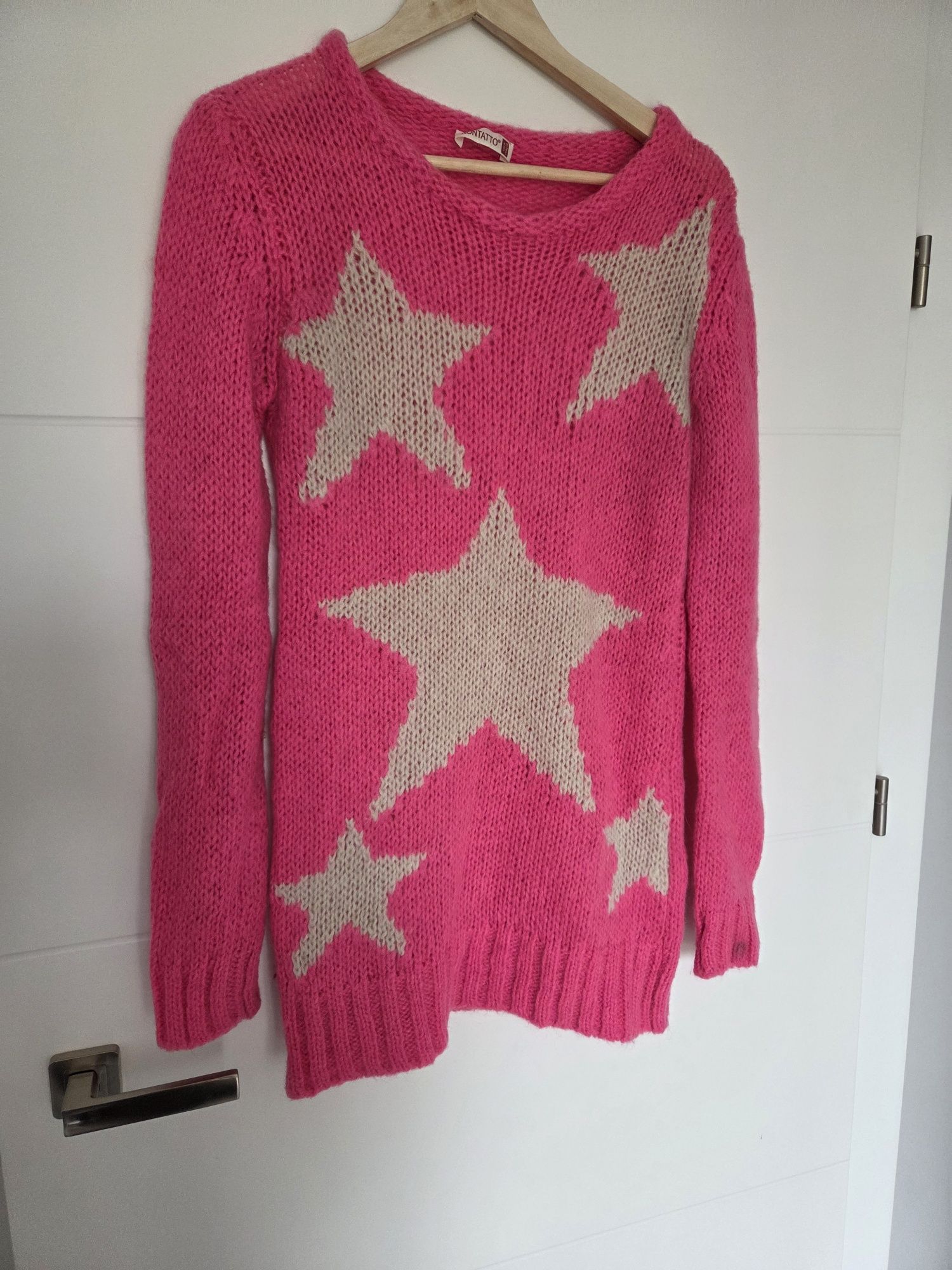 Kontantto różowy sweter w gwiazdki 36 idealny stan