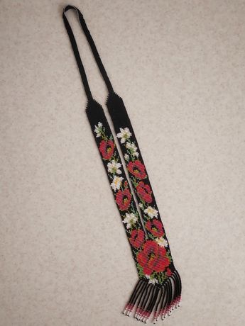 гердан з чеського бісеру з квітами прикраси аксесуари ручна робота