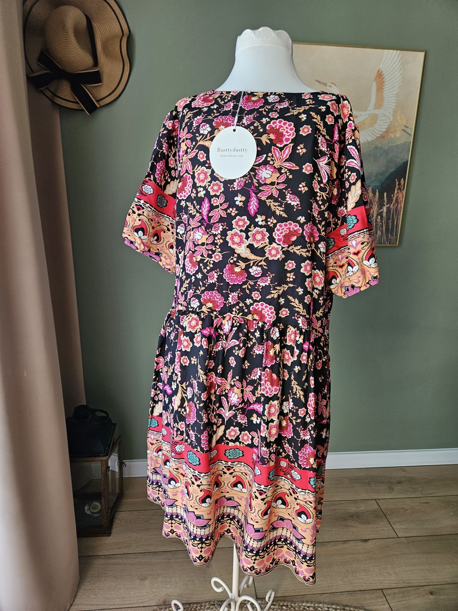 Nowa boho sukienka damska z metką – etno/hippie/orient  L kolorowa