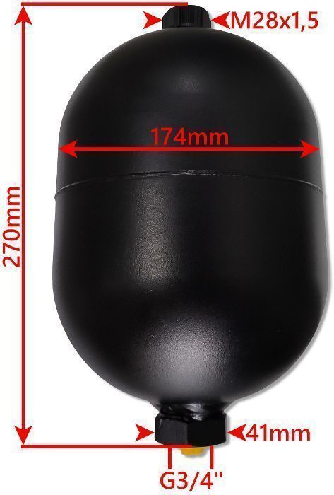 Hydroakumulator Amortyzator 2.8 L Z ZAWOREM KULOWYM 3/4 [8312]