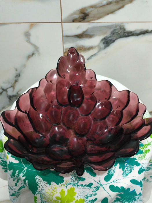 Patera owocarka winogrona fiolet szkło duża