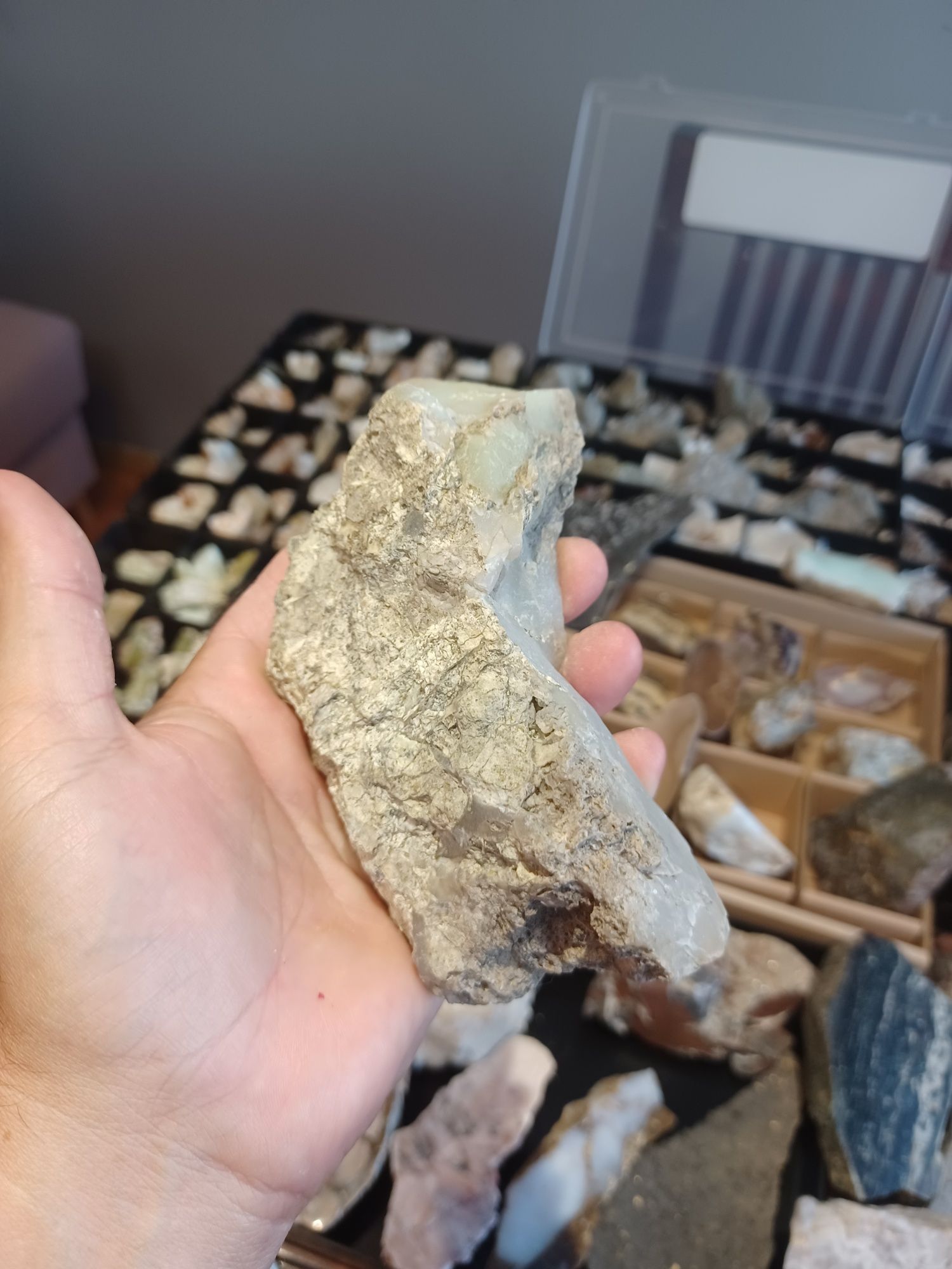 Minerały skamieniałości skały chalcedon z pimelitem