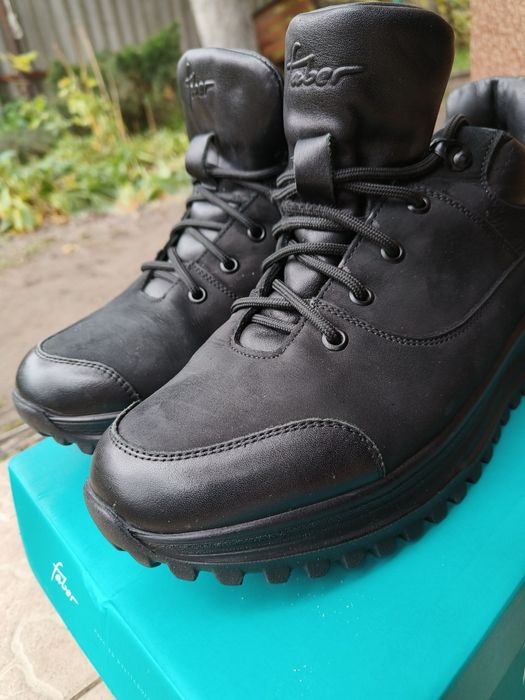 Ботинки мужские зимние из натурального нубука  и меха Faber