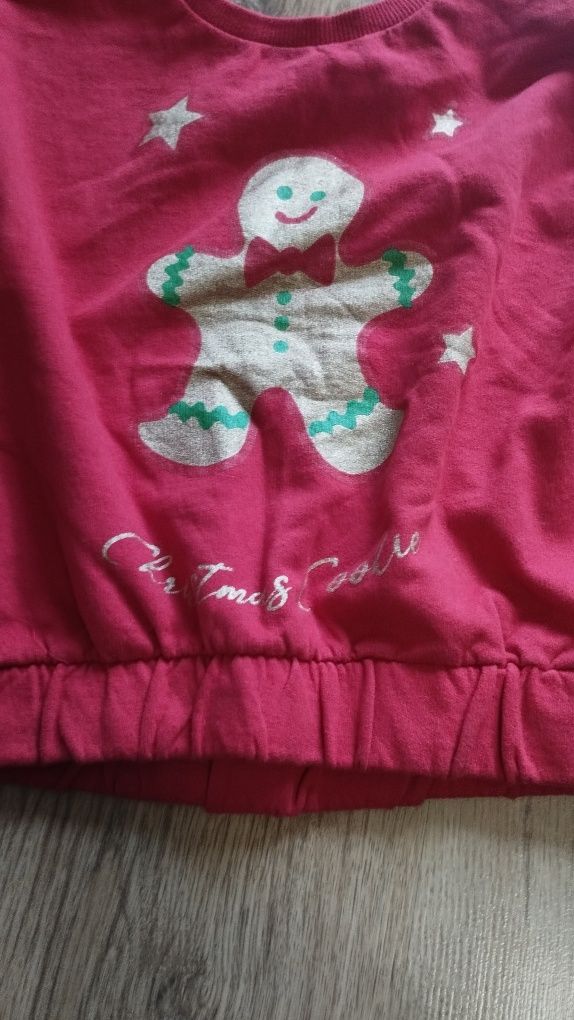 Bluza świąteczna krótka czerwona 134 140