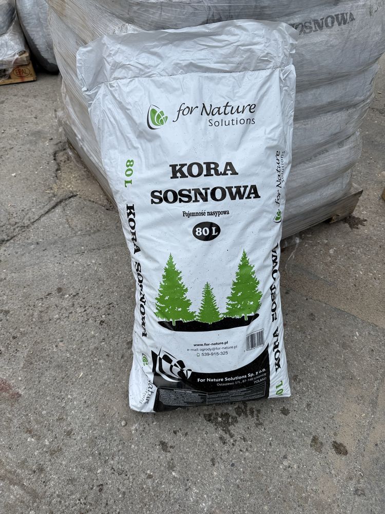 Kora Sosnowa w workach 80l, frakcja srednia 2-10 cm, oczyszczona