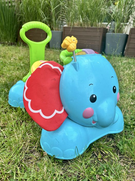 Fisher-Price, chodzik-jeździk-skoczek 3w1, Słonik
