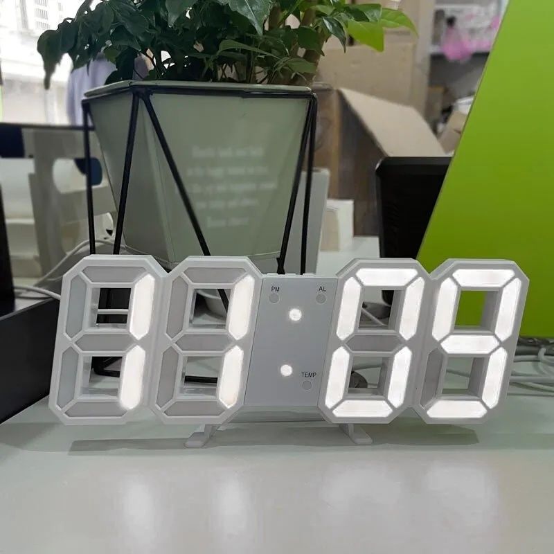 Zegar 3D Led Biały Nowy