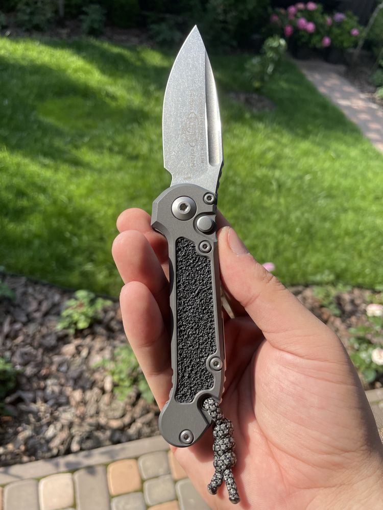 Microtech LUDT GEN III Stonewashed Drop Point w/Natural Clear Handle