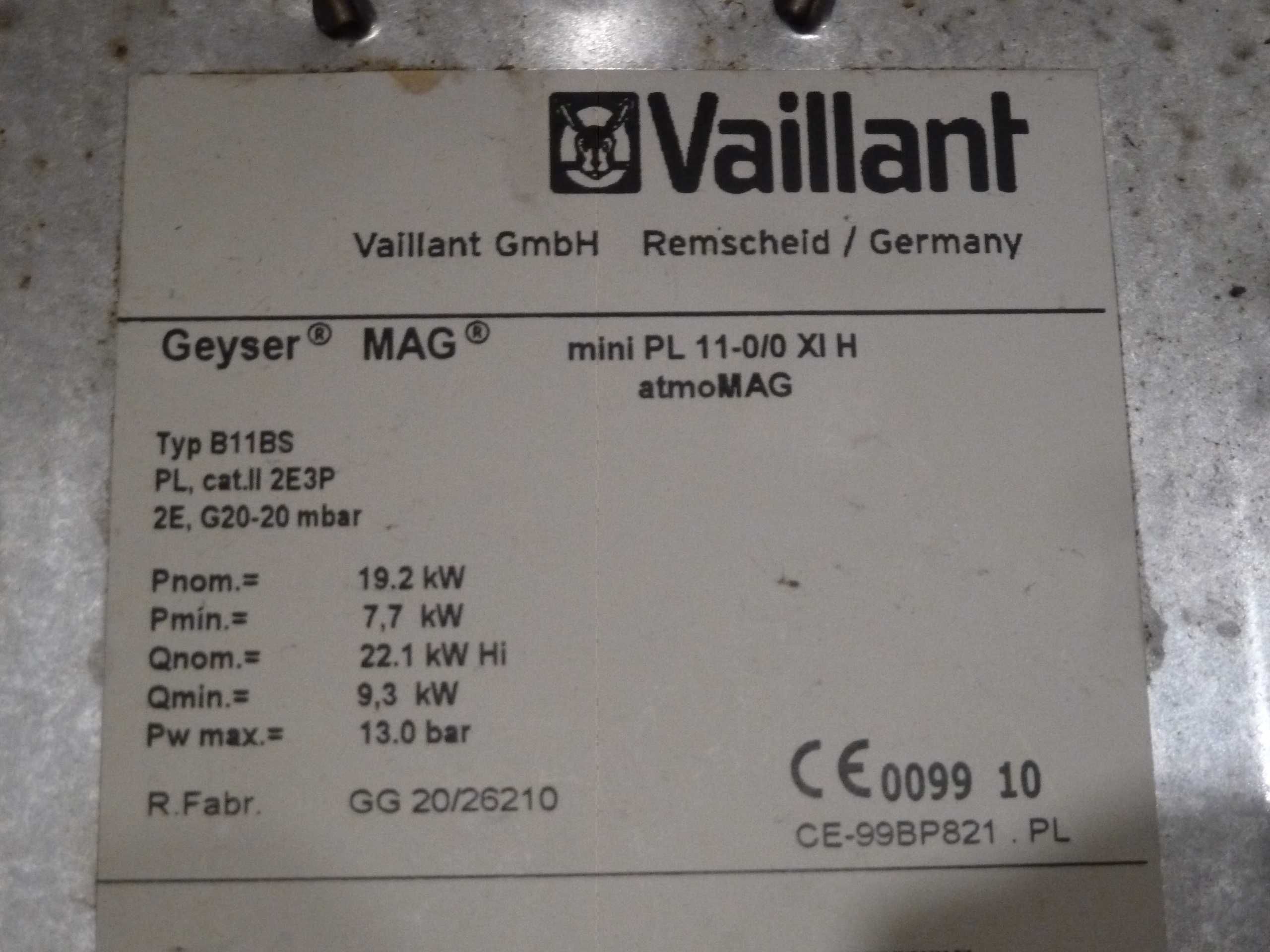 Piec gazowy Vaillant mini PL 11-0/0 XI H